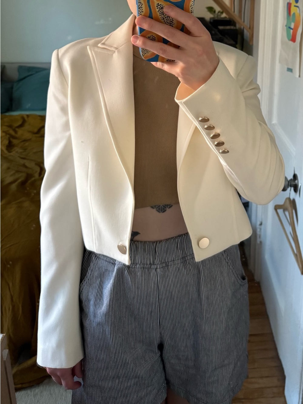 Cropped Cream Women's Blazer Jacket
